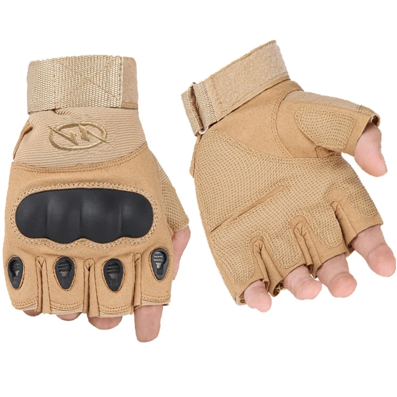 Desert half finger Уличные спортивные тактические перчатки с полным пальцем для пеших прогулок, езды на велосипеде, военные мужские перчатки, защитные перчатки для рыбалки - Цвет: Desert half finger