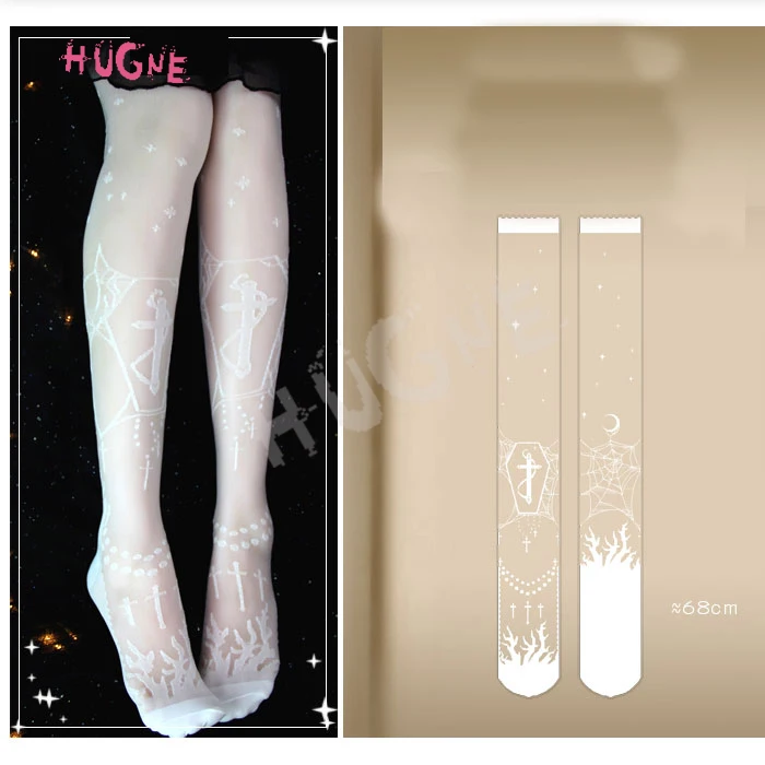 

Moon Graveyard ~ Gothic Lolita Summer Thigh High Stockings