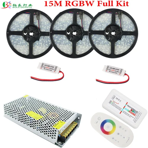 15M Full Kit 20 м RGBW Светодиодная лента IP67 водонепроницаемая RGBWW Диодная лента 10 м 15 м 5 м+ 2,4 г РЧ пульт дистанционного управления RGBW контроллер+ усилитель RGBW+ DC12V источник питания - Испускаемый цвет: 15M Full Kit
