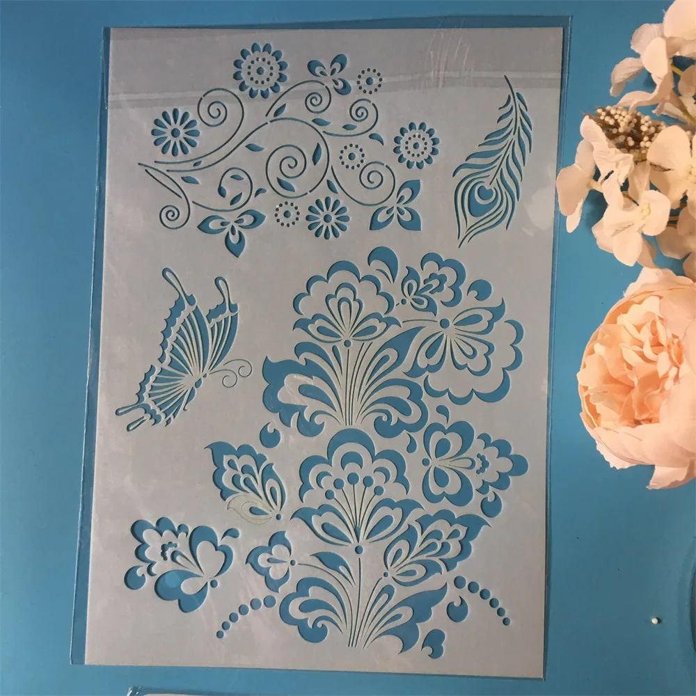 Новая бабочка цветок A4 DIY Craft трафареты для слоев настенная живопись фотография