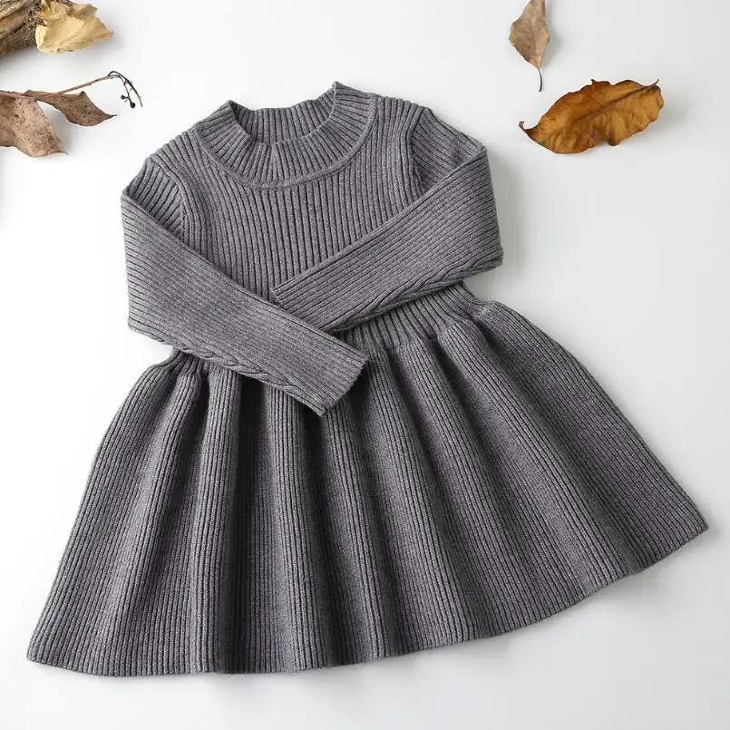 Весна-Осень-зима 2022 шерстяной вязаный свитер для девочек платье принцессы