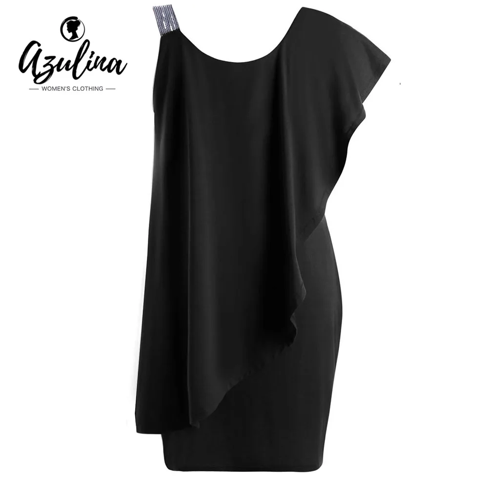 Женское мини платье Rosegal с оборками и блестками на одно плечо лето 2018|robe 5xl|summer party