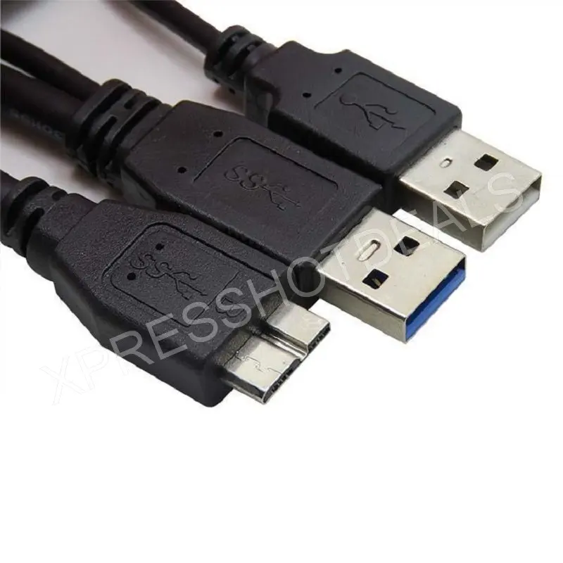 Двойной USB 3 0 A папа к Micro B Y черный кабель питания для мобильного жесткого диска 1