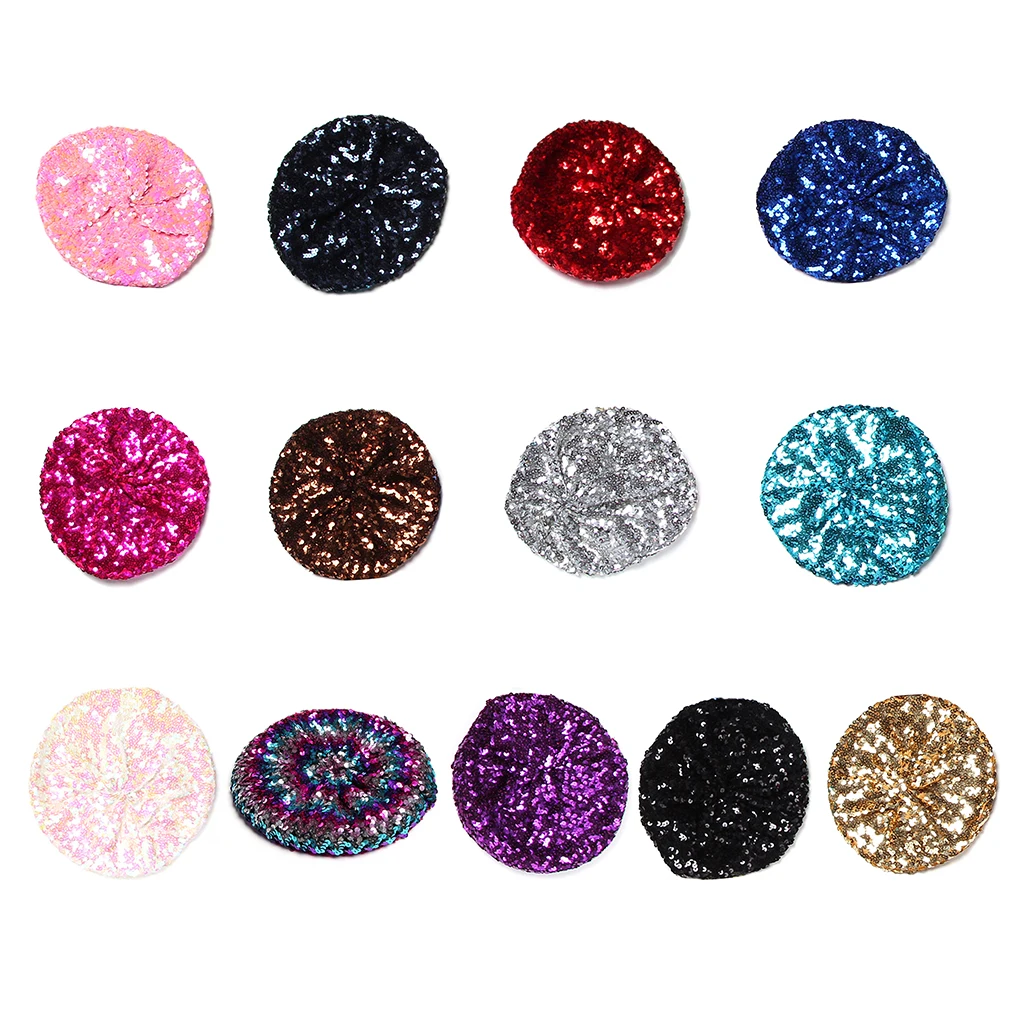 

Women Autumn Spring Summer Hats Stretch Shining Sequins Berets Mix Color Party Show Advertising Caps