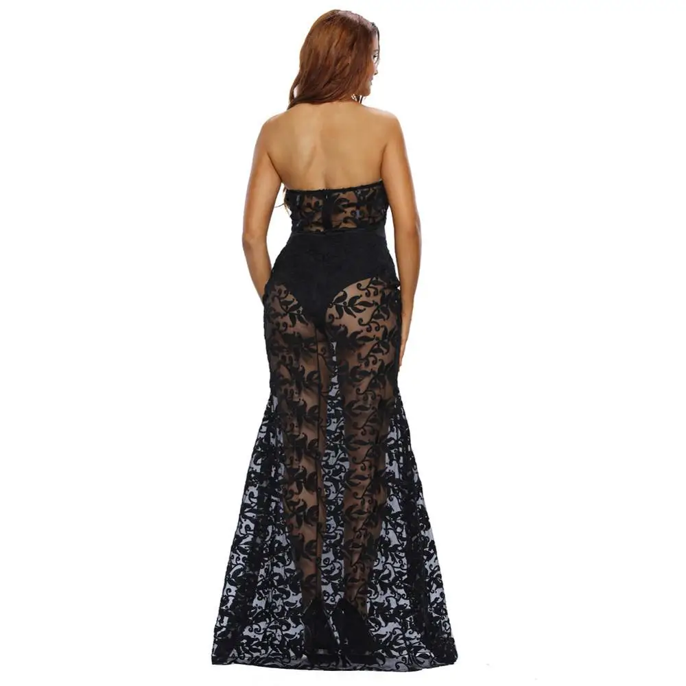 Vestido Де Феста Сексуальная Милая Русалка Этаж Длина Кружева Длинные Вечерние
