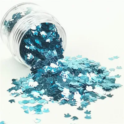 light blue Ультратонкие блестящие пайетки для рукоделия в форме кролика, 4 мм, ПЭТ пайетки для маникюра, свадьбы, Рождества, конфетти, 8 г - Цвет: light blue