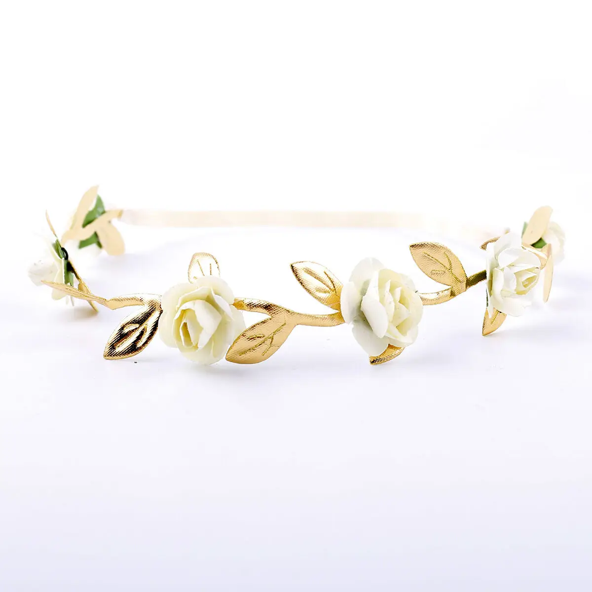 baby girl headband Infant hair accessories Headwear Gift Toddlers Garlands Gold Leaves Hair Band Rose Flower Wreath headwrap | Детская - Фото №1