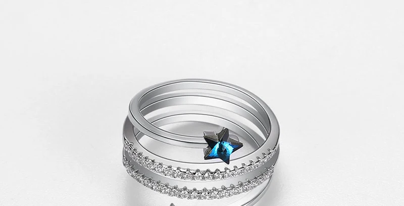 Элегантные хрустальные звезды от Swarovski полые резные Спиральные кольца стерлингового серебра 925 пробы анти-аллергические красивые украшения юбилейные Вечерние