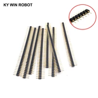 5pcs 40 pin connector header round needle 1x40 golden pin single row male 2 54mm breakable pin connector strip free shipping