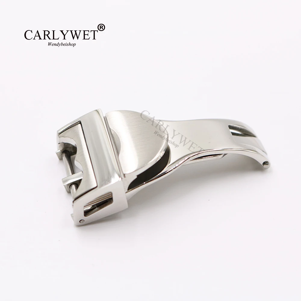 

CARLYWET 18mm Silver 316L Stainless Steel Watch Band Buckle Deployment Clasp For Less 2.5mm For Tudor Rubber Leather Strap Belt