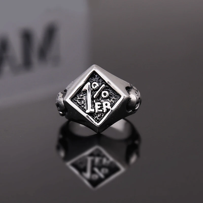 EVBEA Cool 316L Серебряный Байкер из нержавеющей стали 1% er череп кольцо мужские