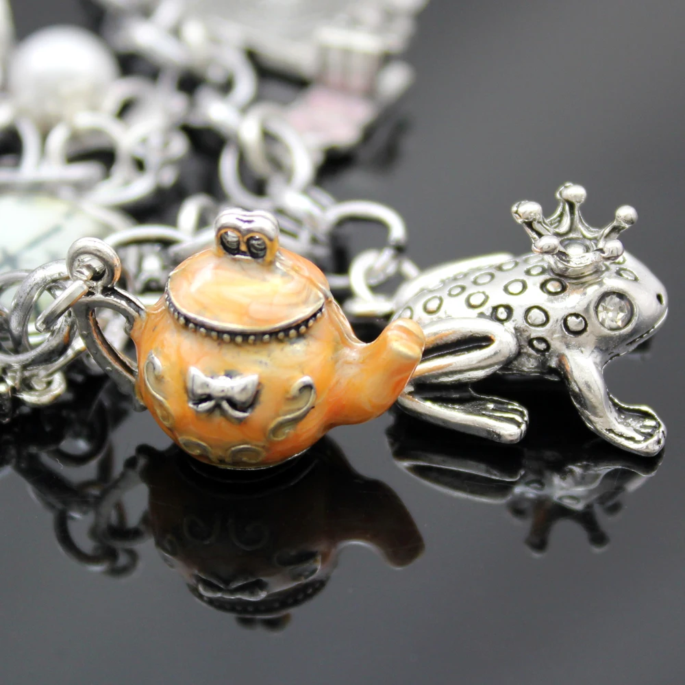 Винтажные зеркальные подвески в стране чудес бусины звеньевая цепь браслеты с