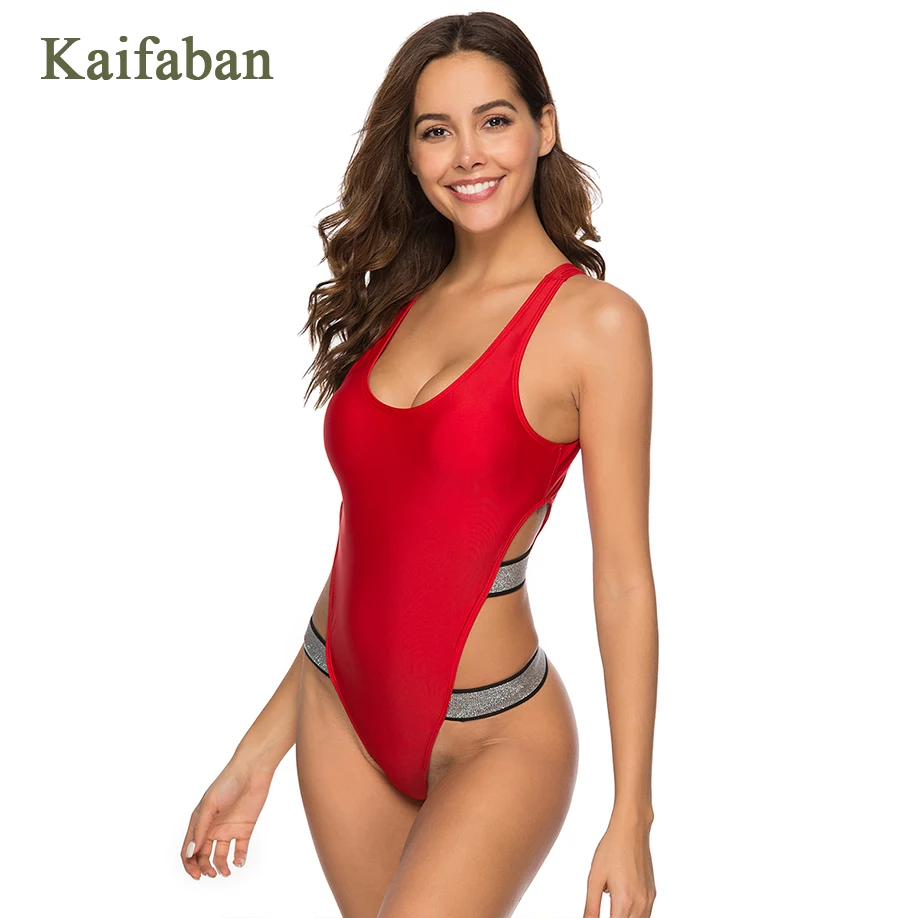 Women Sexy High Waist Monokini One Piece Bikini Swimsuit Swimwear Push Up Strap Halter Maillot Black Red Swim Bath Suit Tankini | Спорт и