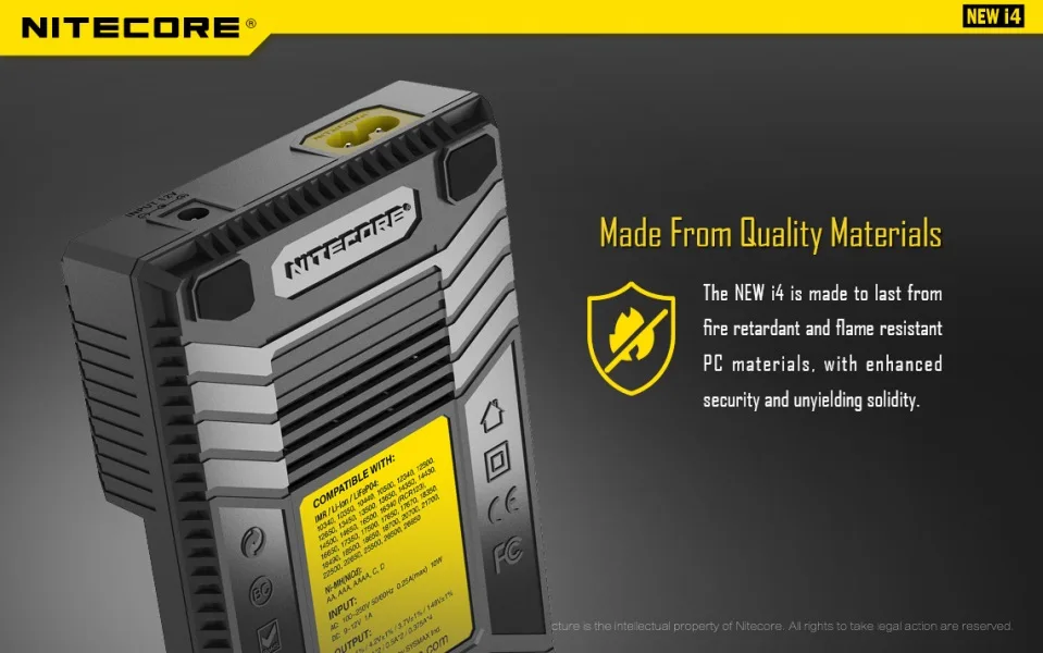 Оригинальное зарядное устройство Nitecore NEWI4 Digi Зарядное устройство 18650 14500 16340 26650 ЖК-дисплей Li-Ion Зарядное устройство 12 V Вход порт для зарядки через для AA, AAA, Батарея Зарядное устройство