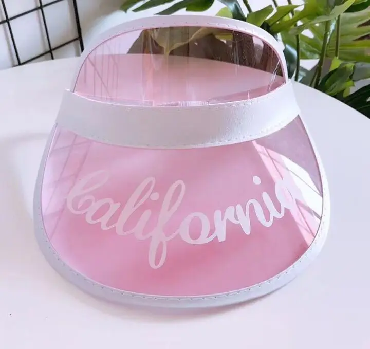 Style C Pink Уличные Детские Солнцезащитные Козырьки с защитой от УФ-лучей, кепки для маленьких девочек, детские праздничные конфетные ПВХ Пластиковые солнцезащитные козырьки, пустые шляпы без топов, пляжные шляпы - Цвет: Style C Pink