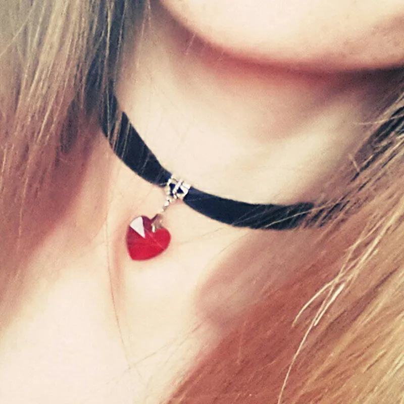 N2015 винтажное женское ожерелье в виде хрустального сердца стиле ретро 80 х 90 годов