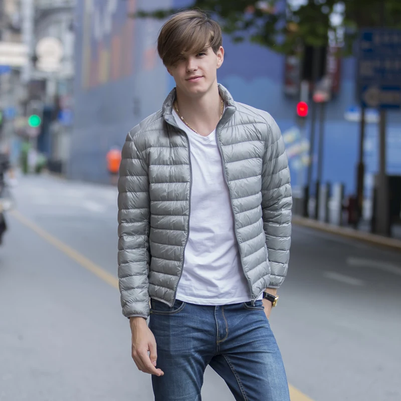 Snowka Winter Jacket Men Famous Brand-clothing 2017 Down Parka Stand Collar Ultra-light men Casual blue color Coat | Мужская одежда