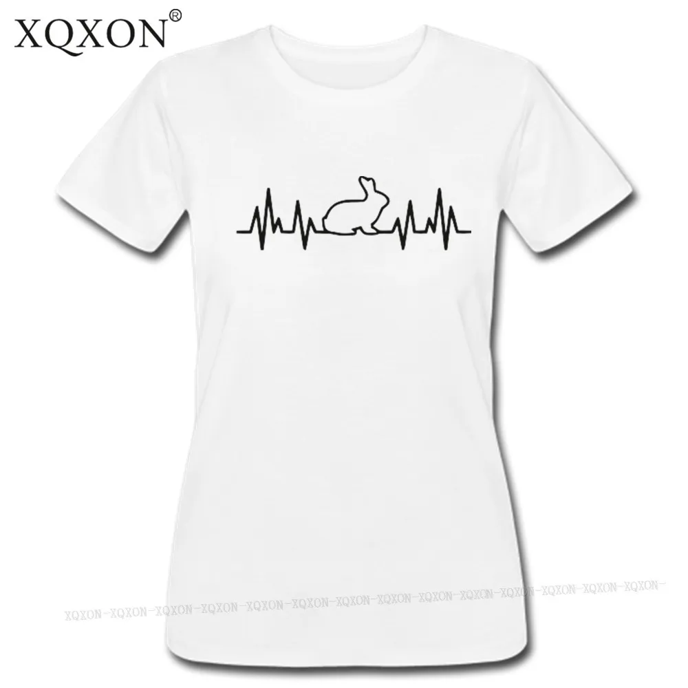 

XQXON 2021 new Rabbit Heartbeat Lifeline Women T-shirt Harajuku Casual Funny T Shirt For Lady Girl Tops Tees W12