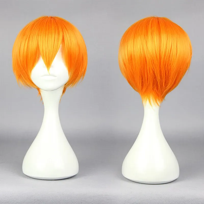 28 см короткие оранжевые волосы для косплея японская короткая прическа Love Live Rin