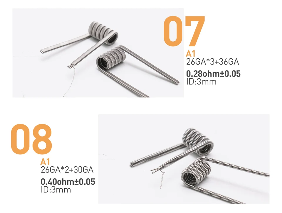 Volcanee 10 шт. Ni80 катушка SS316L Clapton катушка инопланетянин нагревательный провод для электронной сигареты жидкий хлопок RDA RTA Танк Vape катушка