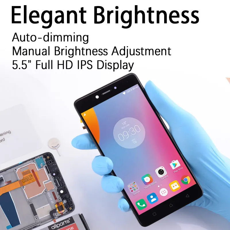 Дисплей для Lenovo K6 Note LCD k53a48 в сборе с тачскрином на рамке Оригинал черный белый