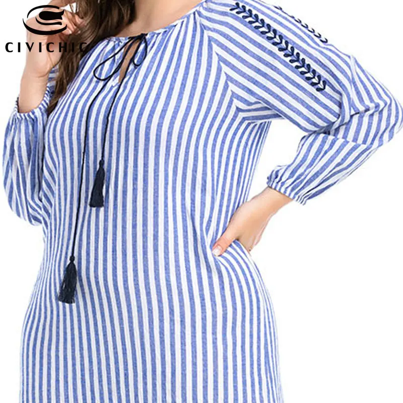 Длинное платье в полоску с вышивкой и V образным вырезом|Женские платья| |