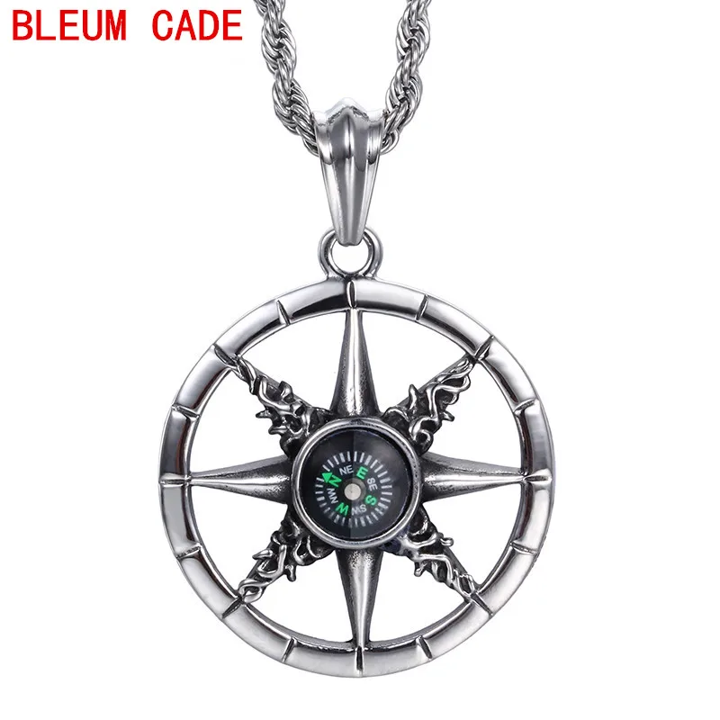 

Punk Stainless Steel Compass Necklace Field Adventure Survival Tool Pendants Necklaces for Men Jewelry Accessories