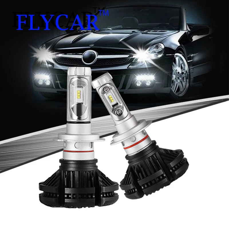 FLYCAR супер яркая светодиодная лампа для фар H1 H3 H4 H7 H8/H9/H11 H27 880 881 9005 HB3 9006 HB4 9007 HB5 Turbo