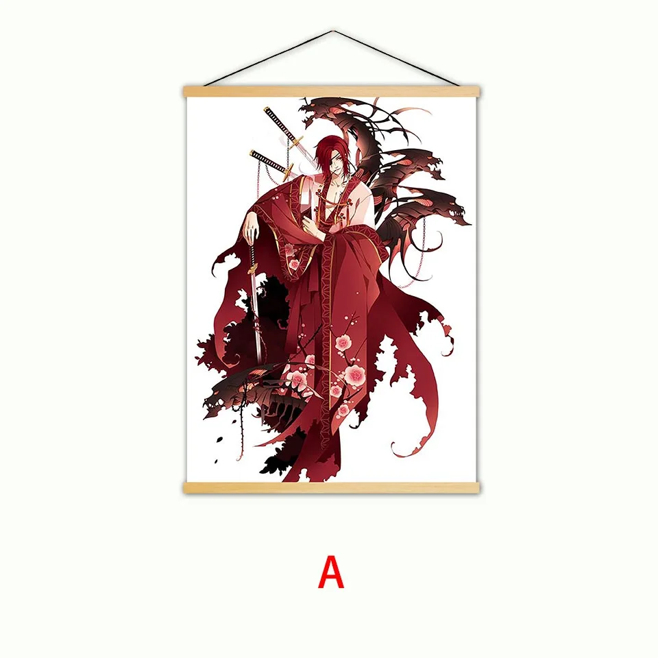 Картина украшение дома печать Onmyoji скандинавские холст анимация деревянный свиток настенные картины стены искусства плакат для гостиной - Цвет: YXCV1755-01