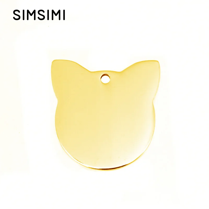 Simsimi кошачья голова pet бирки имя ID бирка из нержавеющей стали подвески с обеих
