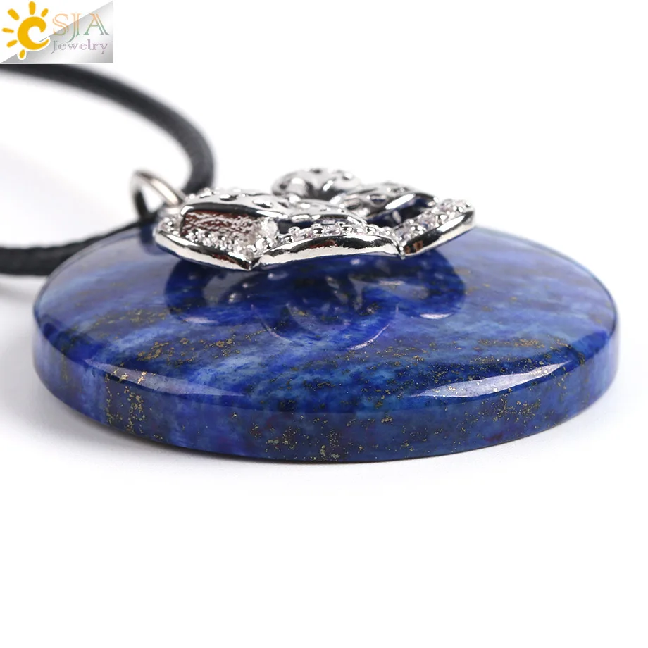 Ожерелья и подвески CSJA из натурального круглого драгоценного камня зеленый