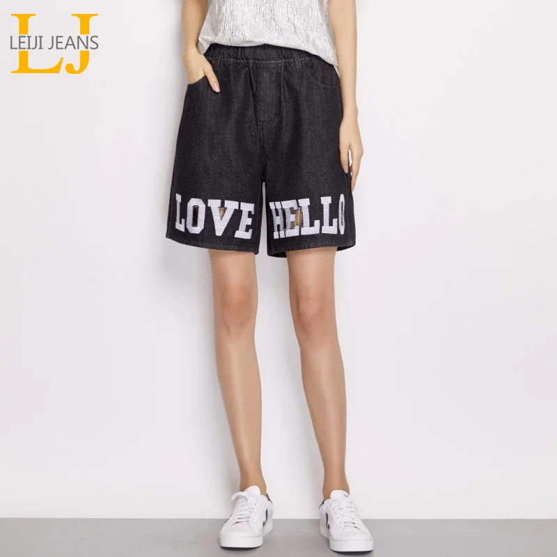 LEIJIJEANS Новое поступление летние свободные женские джинсовые шорты размера плюс с
