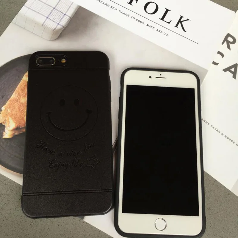 Black Color Matte Smile Couple Enjoy Life Mobile Phone Case For iphone 6 6s 6Plus 6sPlus 7 7Plus Scrub Anti-knock Cover Back TPU |