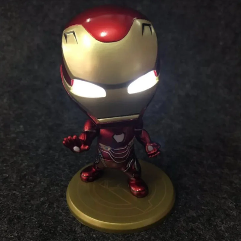 Marvel Мстители Железный человек автомобиль встряхивание голова Кукла СВЕТ 10 см