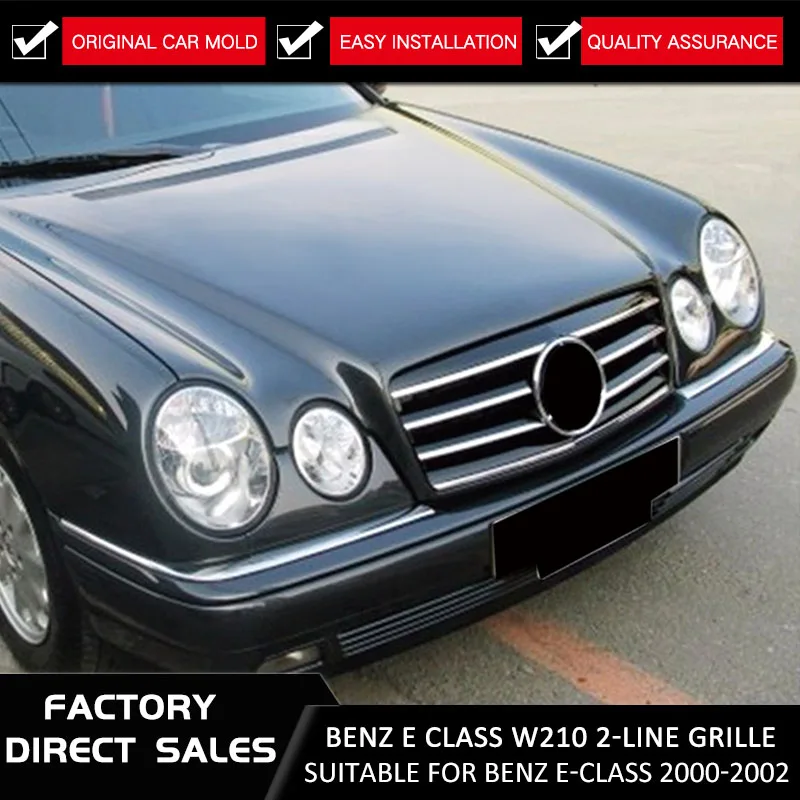Пластик черный с Хром Передняя решетка Автомобильная решетка для Mercedes W210 E-Class 2000-2002 CL Стиль