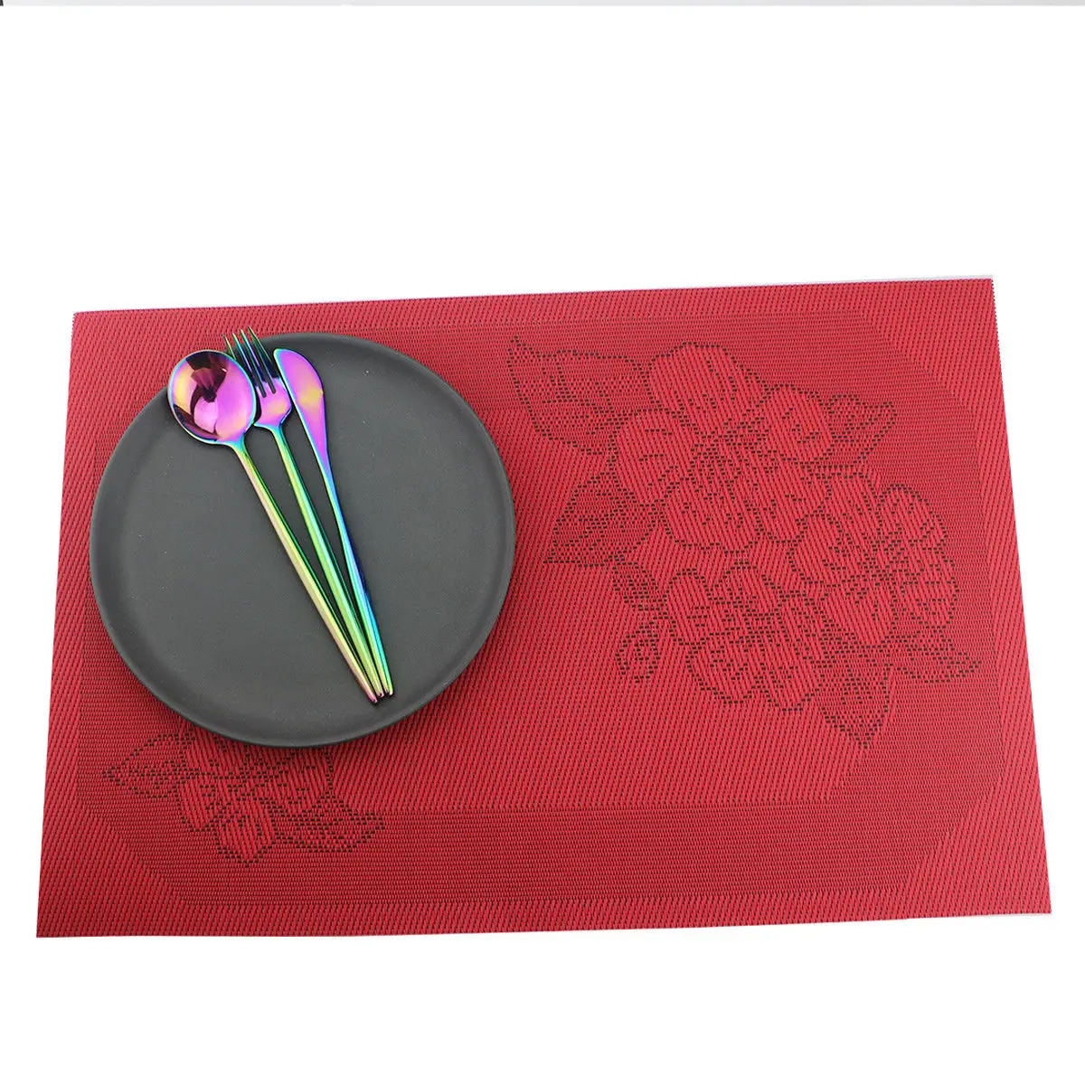 4 PCS/Set Red Christmas New Year Non-woven Table Placemat Pad Decorations Mat Exquisite TB Sale Insulation Polyester | Дом и сад