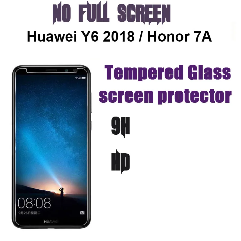 Закаленное стекло HereCase No Full Screen для Huawei Y6 2018 защитная пленка экрана Honor 7A /