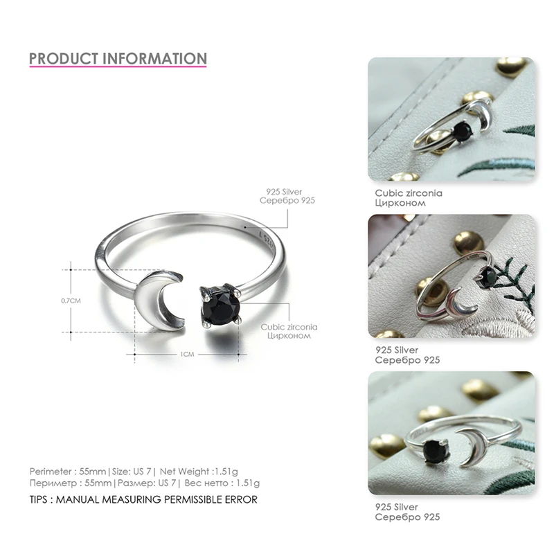 Romad 925 Sterling Rings for Women Silver Engagement Open Ring Trendy Romantic Zircon Fine Jewelry Minimalist Girl Gifts | Украшения и
