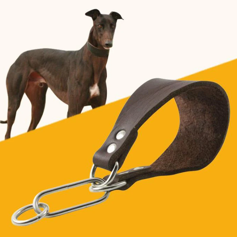 Cow Leather Dog Necklace for Small Neck Greyhound Whippet Dogs Personalized Firm Dog Collar Simple Durable Pet Accessories