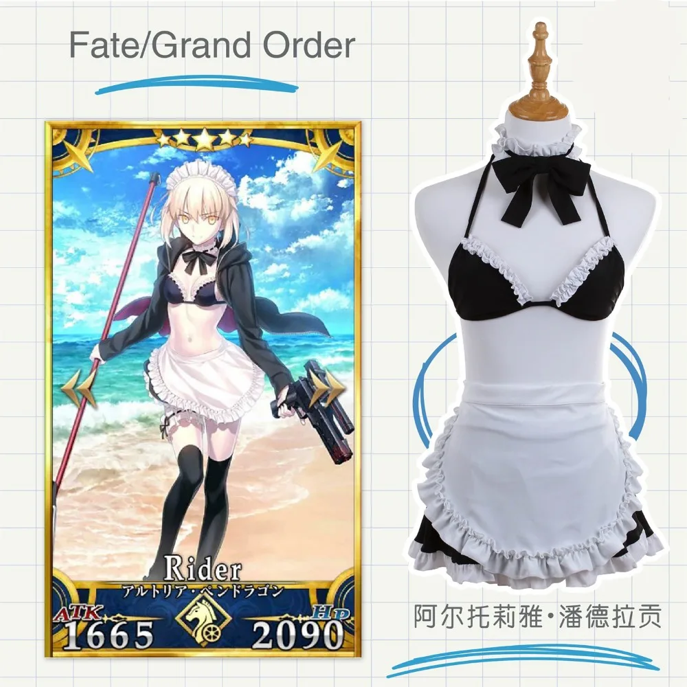 

[Stock]Anime Fate Grand Order FGO Figures Saber Maid Swimsuit Party Girl Dress Lycra Halloween Suit For Women Outfit New