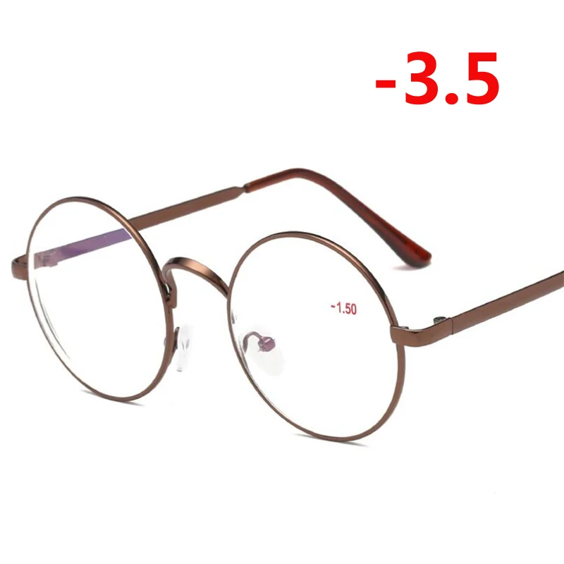 Myopia 350 1,0-1,5-2,0-2,5 до-4,0 готовые очки для близорукости для женщин мужчин анти синий Llight короткие очки для коррекции зрения круглые очки для близорукости - Цвет оправы: Myopia 350