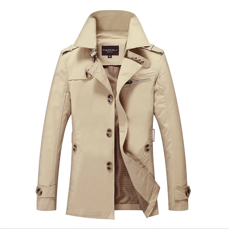 

Spring Autumn Korean Men Slim Cotton Casual Windbreaker Long Coat Jacket Popular 5XL Fashion New iSurvivor Men Long Jacket