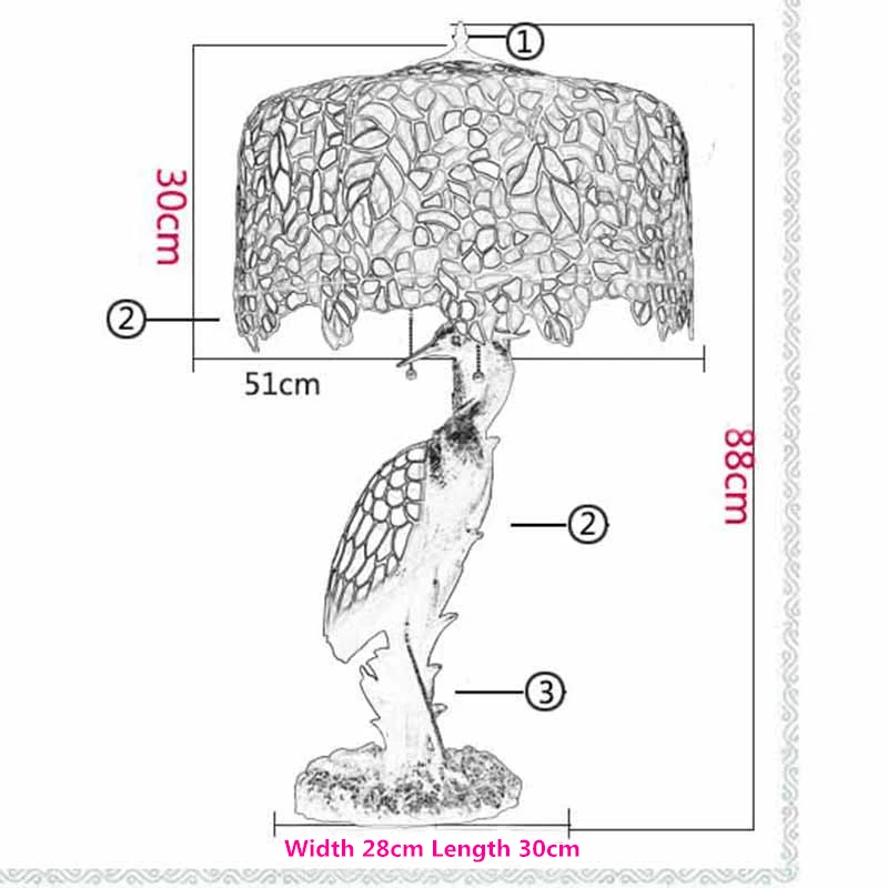 FUMAT Tiffany Quality Living Room European Stained Glass Wisteria Table Lamp Crane Bird Resin Stand Luxury Lamps | Лампы и освещение