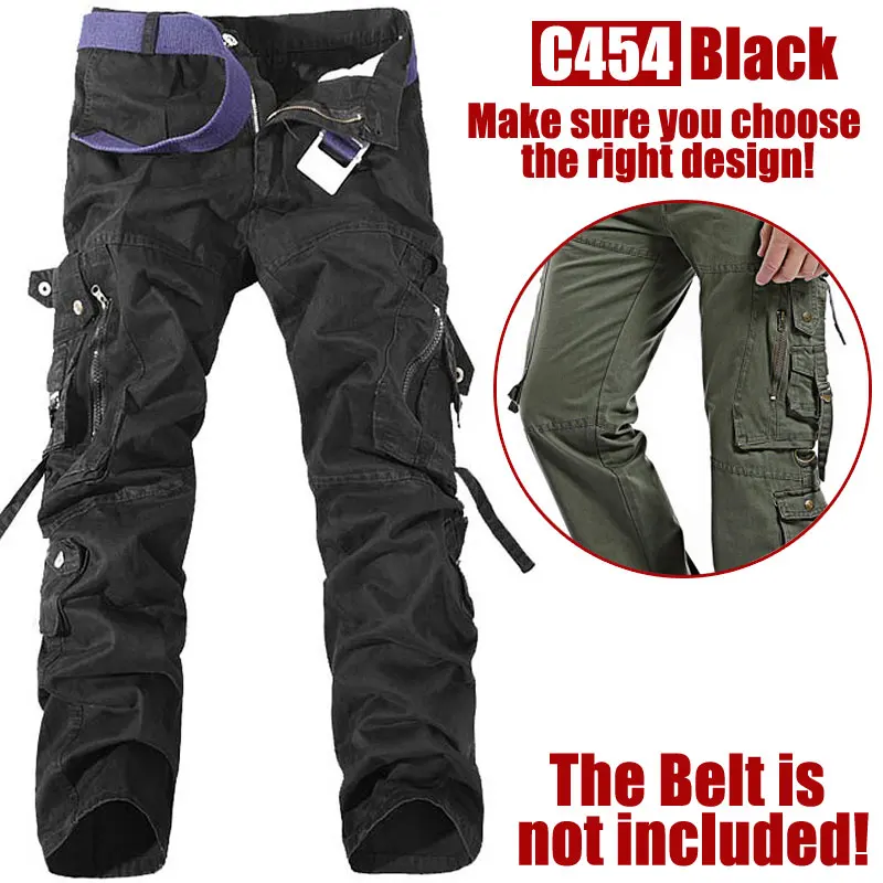 C454 Black Стиль, модные мужские бриджи, мужские хлопковые комбинезоны, Мужская рабочая одежда, брюки для отдыха, мужские военные штаны, брюки-карго, размер 28-42 - Цвет: C454 Black