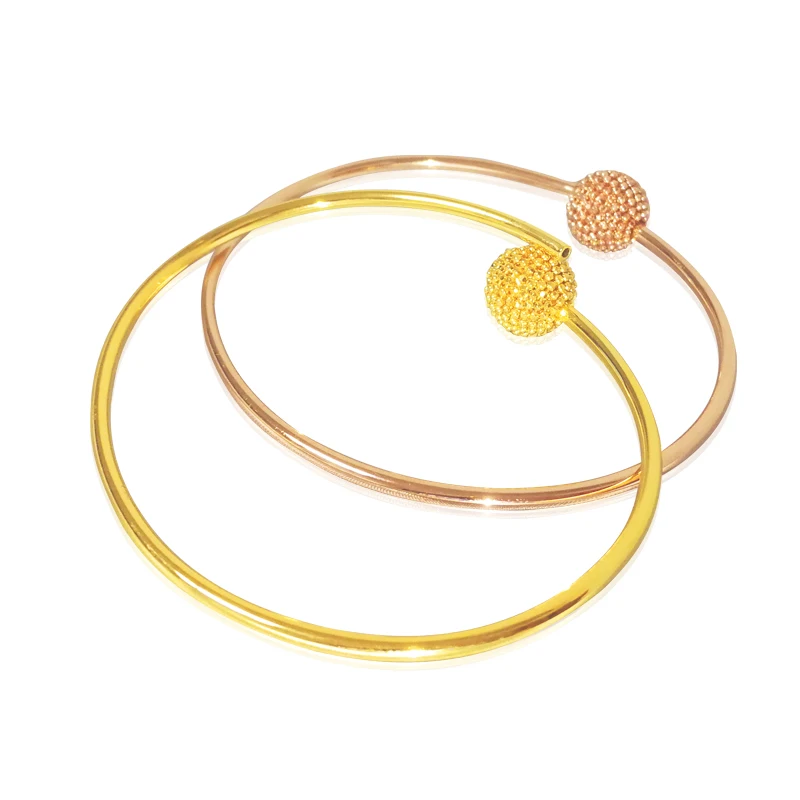 

Italy design AU750 Gold Office Ball Smooth Bangle Lady's Open Bangle