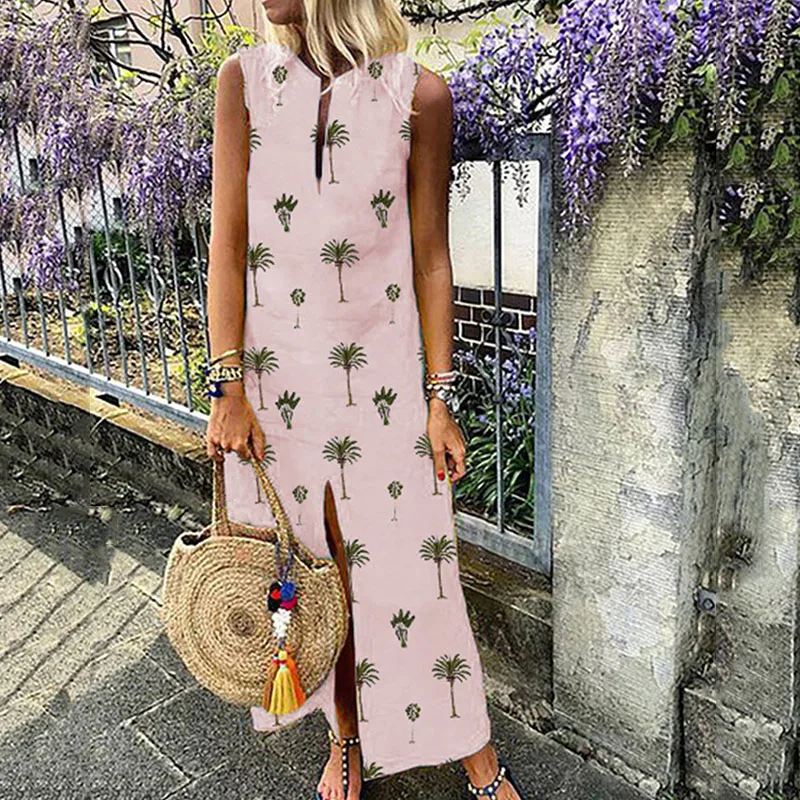 Женские летние винтажные стильные вечерние платья без рукавов с принтом |