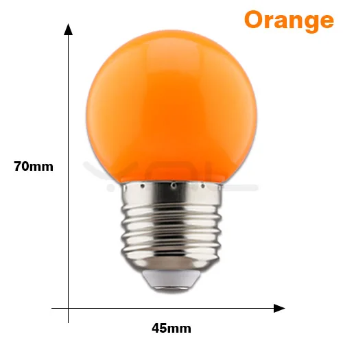 Orange 20 штук Bombillas E27 светодиодный лампы 220V G45 красочные лампада RGB светодиодный светильник SMD 2835 красочные лампы вспышки светильник Lamparas светодиодный потолочный светильник - Испускаемый цвет: Orange