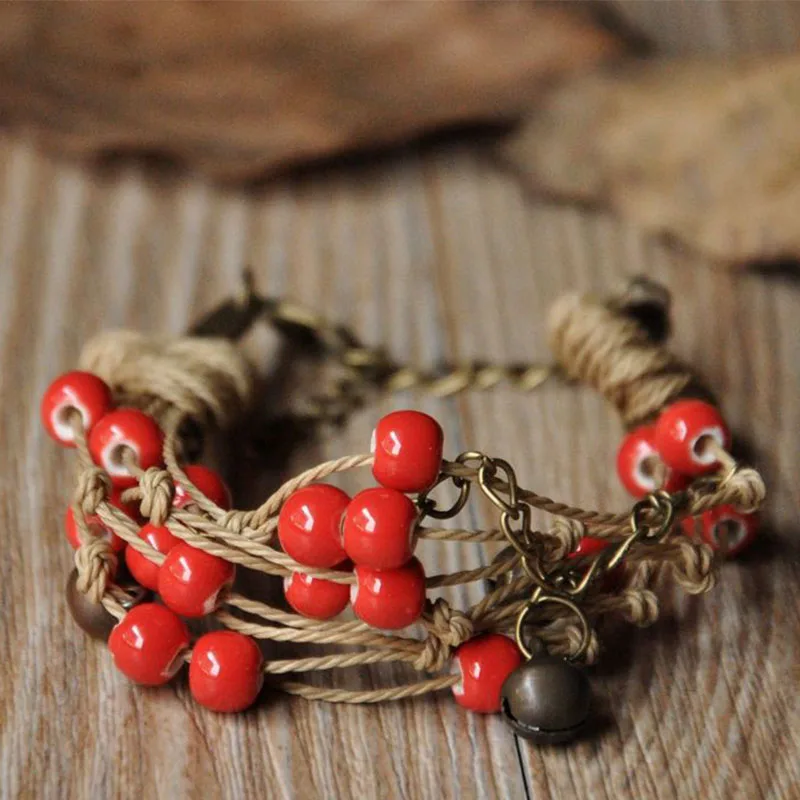 Браслеты с керамическими бусинами для мужчин и женщин бронзовые обручи на