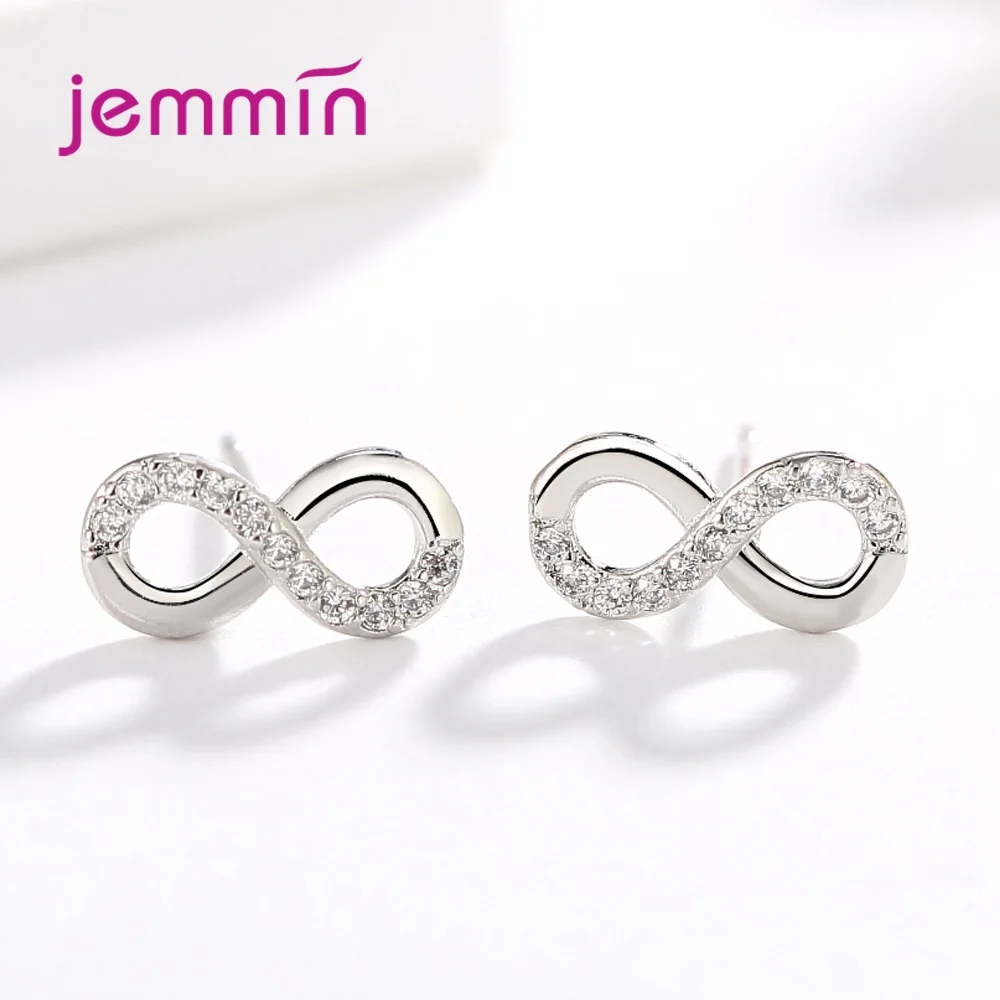 Очарование 925 стерлингового серебра простой Bowknot Infinity серьги для женщин модные