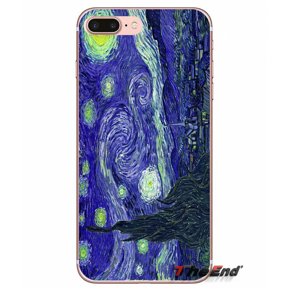 Силиконовый чехол для Samsung Galaxy Note 3 4 5 Grand Core Prime S3 S4 S5 MINI S6 S7 edge S8 S9 Plus Vincent Van Gogh Starry Night
